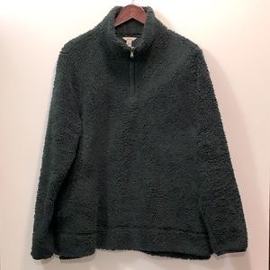 SONOMA Quarter Zip Sherpa Style Long Sleeve Pullover XXL Hunter Green